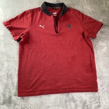 Puma x Ferrari Polo Shirt Men Large Red Solid Scuderia Race Short Sleeve