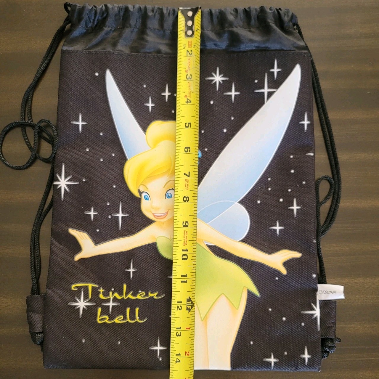 Disney Tinker Bell Black Drawstring Backpack Tote… - image 3