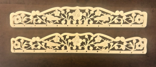 Vintage Purse Handles Frames Faux Ivory Look Ornate Birds & Flowers 7"  VG+