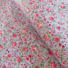 Yard Country Floral Cottage Rose On Blue 3.99 Ships Any Amount Of Fabric.