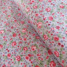 Yard ~ Country Floral Cottage Rose On Blue ~ $3.99 Ships Any Amount Of Fabric.