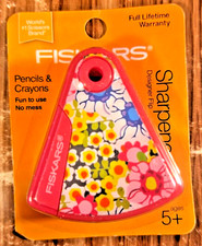 Fiskar Designer Flip Pencil Crayon Sharpener Pink Floral No Mess School Supply