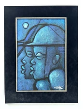 Vintage Original Buchi Upjohn Acrylic Painting Black African Artist Nigeria