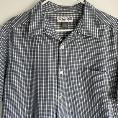 Urban Pipeline Men s Large Button Down Blue/white Check Plaid SS Shirt