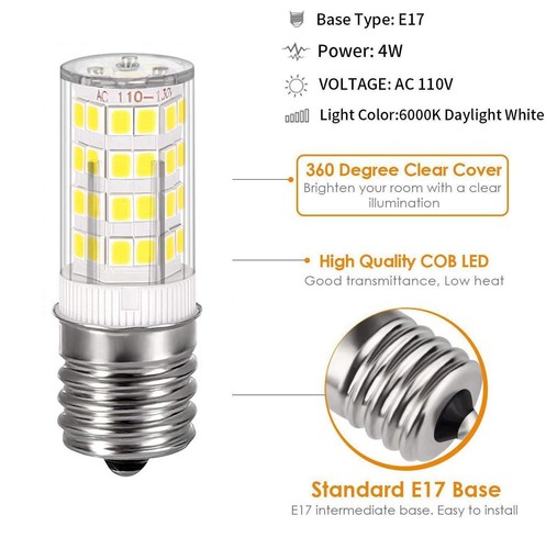 E17 LED Appliance Bulbs 4-Pack – 5W, 3000K Warm White, Fits Microwave, Fridge, Dryer, 120V - View #2
