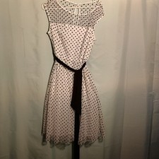 Women s Black White Polka Dot Dress Sleeveless Retro Fit Flare Dress 1X