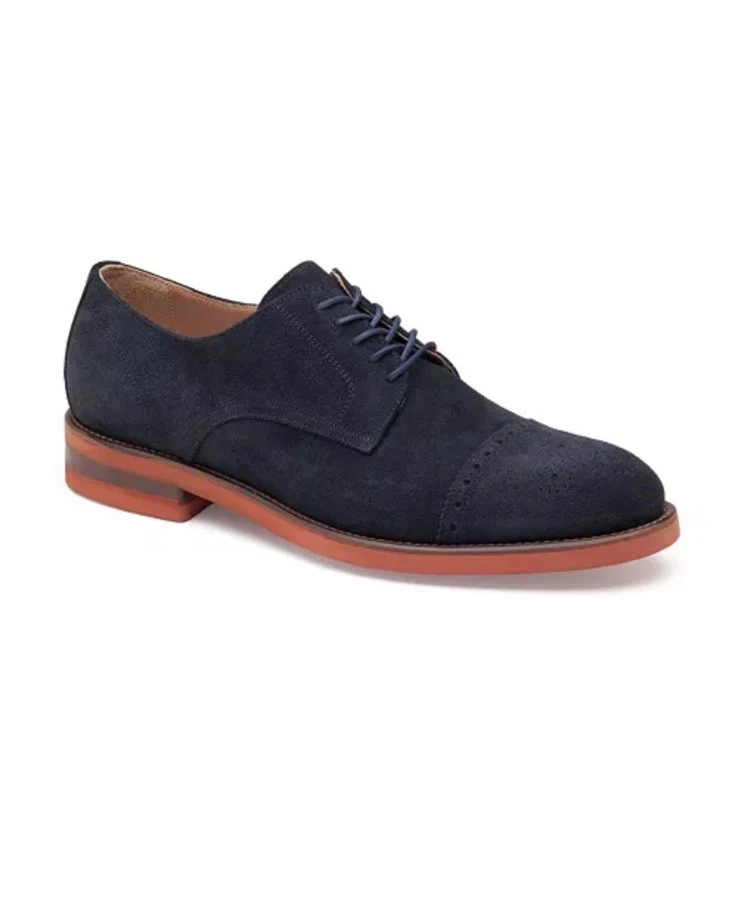 Hombres Johnston & Murphy Ashford Puntera Zapatos Azul Marino Gamuza Italiana 24-1509