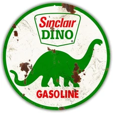 Tin Metal Sign Reproduction Vintage Gasoline Motor Oil Round Wall Art 8x8