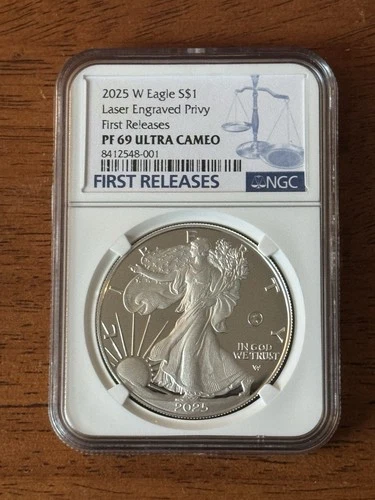 2025-W Silver Eagle Laser Engraved Privy $1 PF 69 UC (not PR70) NGC ER