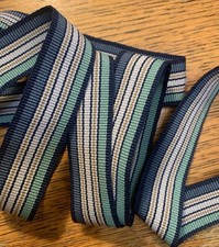 2 Yards Vintage 1 Blue Striped grosgrain ribbon USA NOS