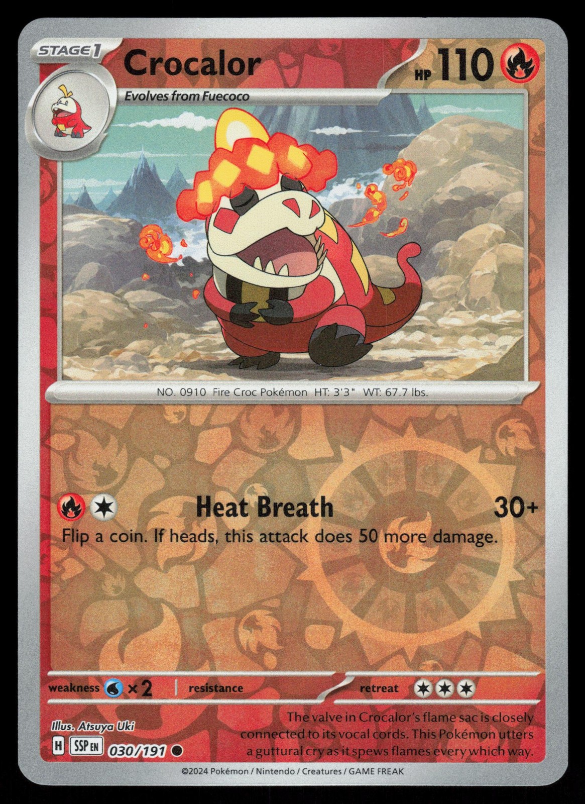 Crocalor 030/191 Reverse Holo Pokemon Surging Sparks NM