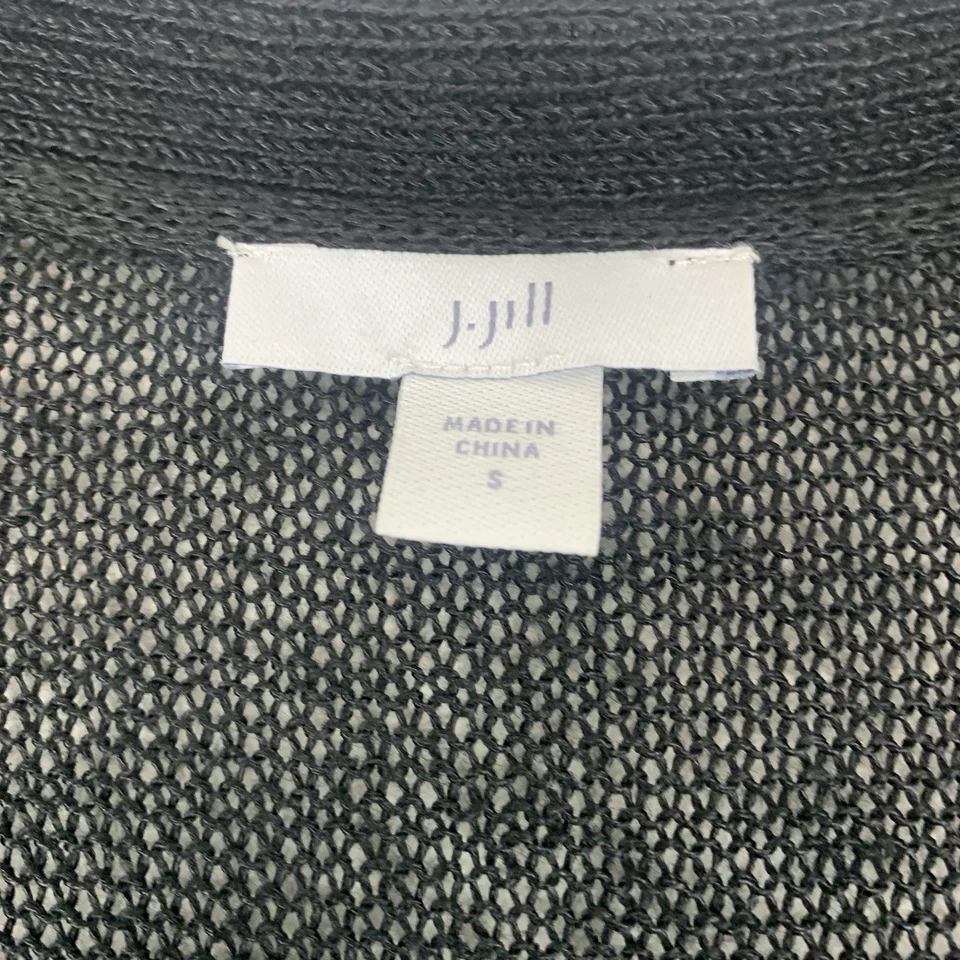 J. Jill Sweater Women Small Linen Blend Long Line Black Duster Open Cardigan S - Image 4 of 4