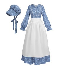 Nuoqi Prairie Dress Women Colonial Pioneer Dress with Bonnet Adult Colonial C...