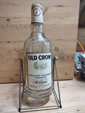 Vintage 1960's Old Crow Distillery Kentucky Bourbon Whiskey Bottle Empty