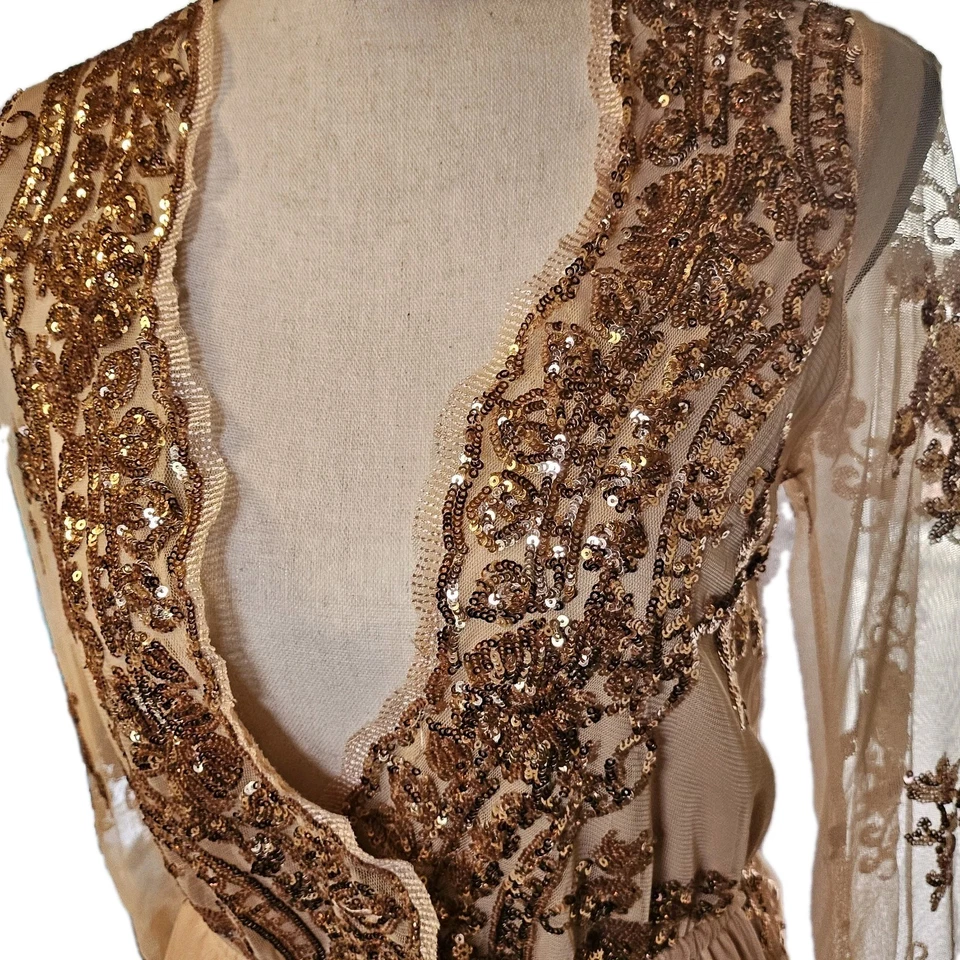 Mameluco de lentejuelas florales Aeverse, floral, sexy, manga larga para mujer talla S Foto 2 de 4