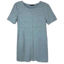 Zara Nouveau Gray Block accent print Dress Short Sleeve Knit Classic 1960s style