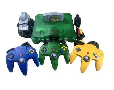 Nintendo 64 Jungle Green Console 3 Controllers Expansion Pack Mario 64 Tested