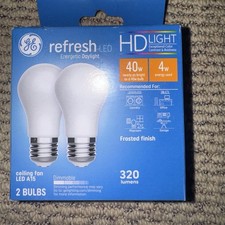 GE Refresh LED ceiling fan light bulbs. 40w, 320 Lumens 2-PACK 