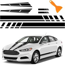 6pcs Racing Stripes For Cars - 2pcs Car Hood Decal 2 Car Side Decals 2 Car M