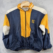 US Navy Windbreaker Blue Gold Nylon Vintage USA Hooded Zip Up Men’s XL RARE