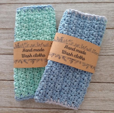 handmade crochet washcloths wash cloth spa bath reusable hydrangea blue #6