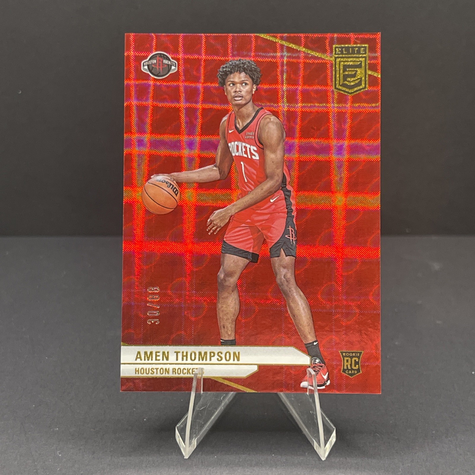 2023-24 Donruss Elite  Amen Thompson #246 Hyper Red International /88 (RC)