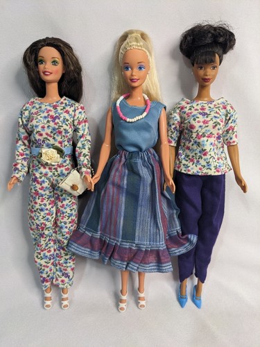 3 Handmade 1/6th Scale Barbie Sized Outfits With Accessories Dolls Not Included