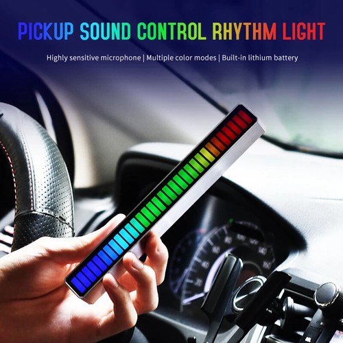 RGB Voice-Activated Pickup Rhythm 32 LED Lights Music Atmosphere Lamp For Cars - Picture 2 of 11