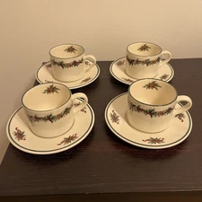 OTannenbaum Cups and Saucers Set of 4 The Cellar Macy's 1992 Stoneware
