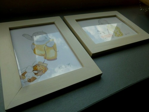 2 pairs watercolor drawings by Nuki 2005 for children kids room wall decoration - Picture 2 of 10