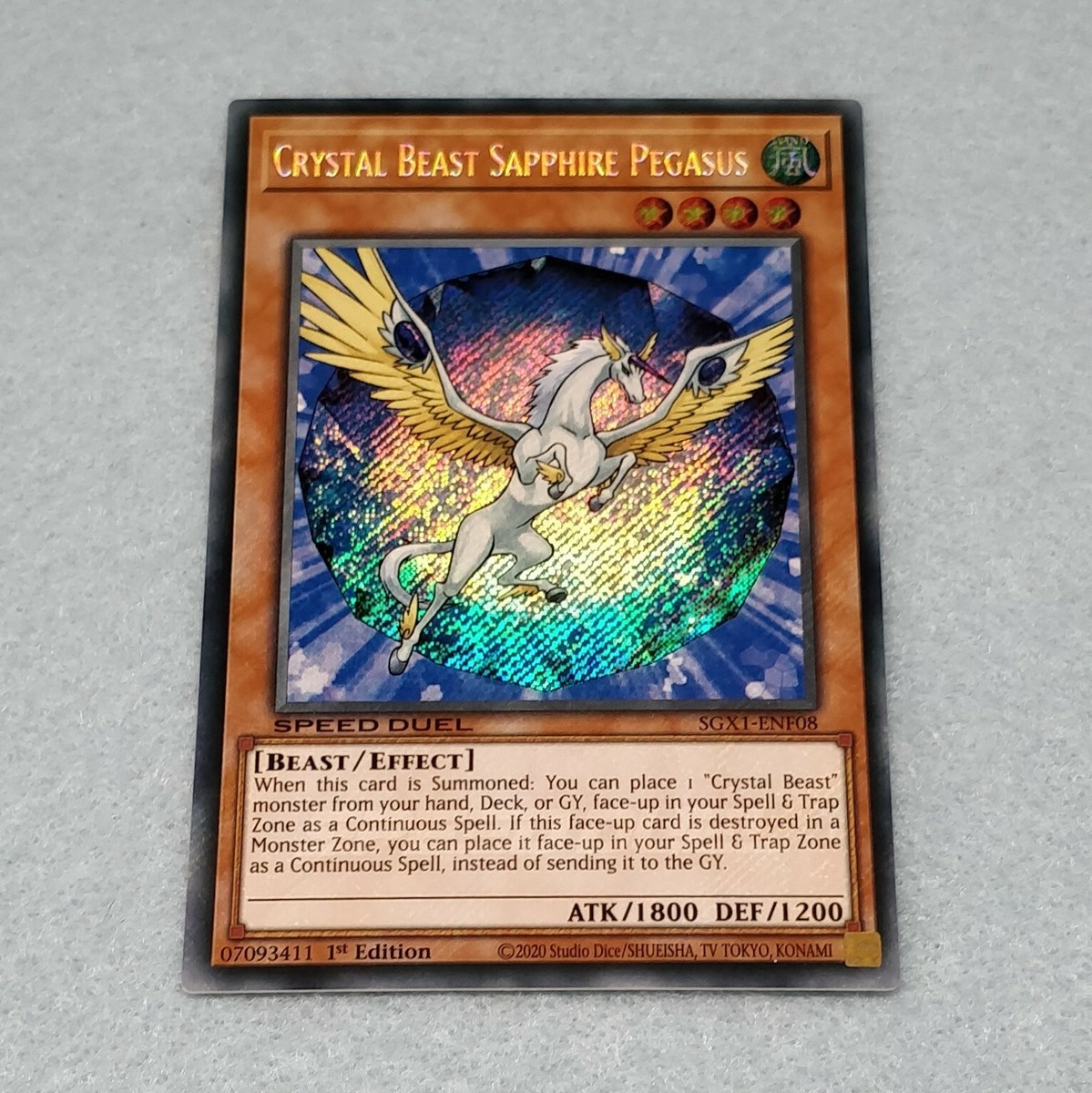 1x Yugioh Crystal Beast Sapphire Pegasus SGX1 1st Edition