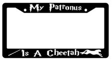 My Patronus Is A Cheetah Black Plastic License Plate Frame Harry Potter