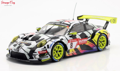 IXO Porsche 911 GT3 R #8 24h Nurburgring 2019 Iron Force Yellow Wheels 1/18