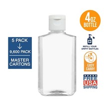 4 OZ Refillable Travel Bottle Flip-Top Cap - Liquids / Gels (Empty Bottles) BULK