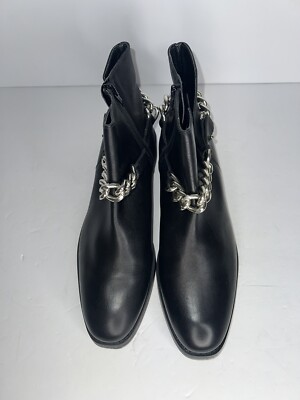 Bottines Cheville Zara - Cuir Nubuck Noir, Chaîne, Talon 9,5 Cm - Taille EUR 41 - Occasion