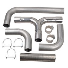 4 Inch T Pipe Kit Dual Silver Exhaust Stack System Dual Diesel Stack Kit Co... 4 Inch T Pipe Kit Dual Silver Exhaust Stack System Dual Diesel Stack Kit Co...
