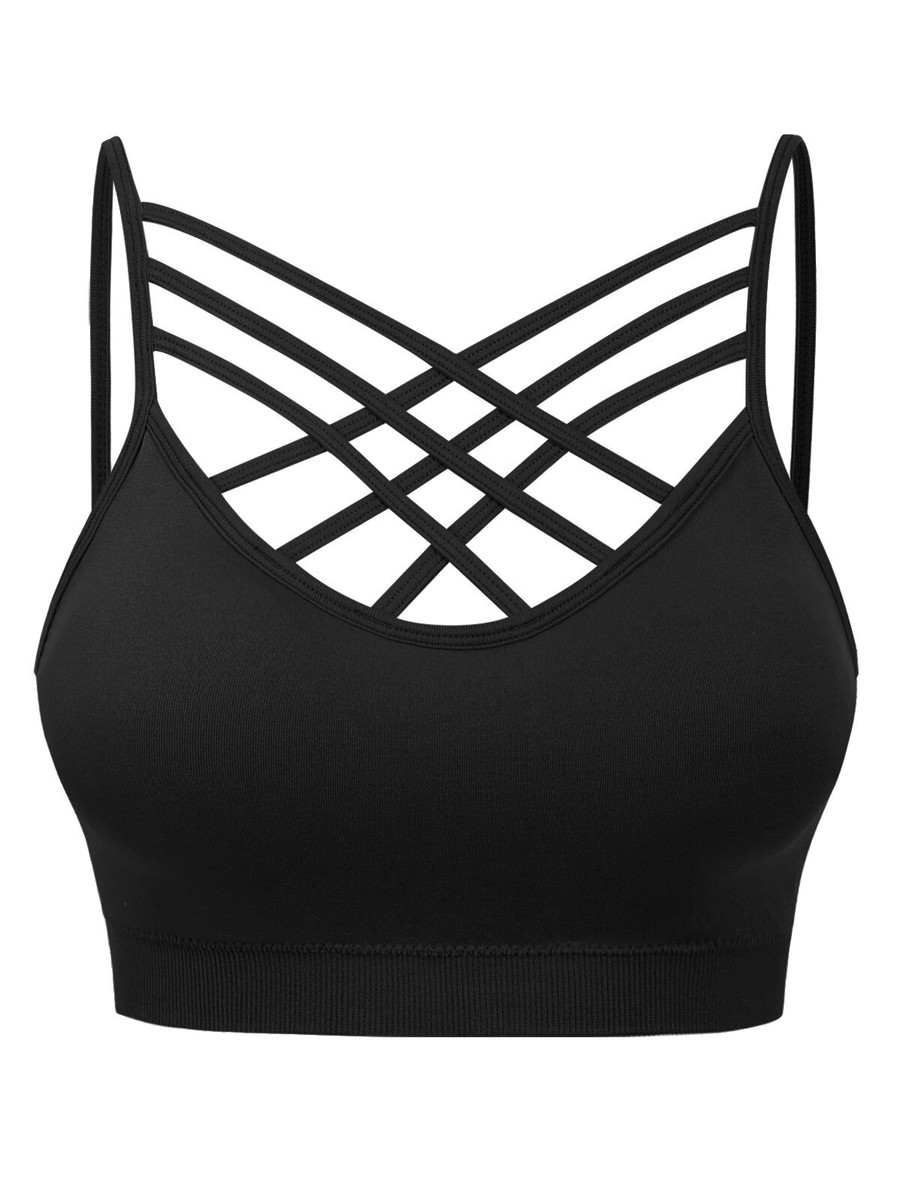 Women's Criss-Cross Front Seamless Sports Bra - Triple Bralette | Lightweight Workout Bra