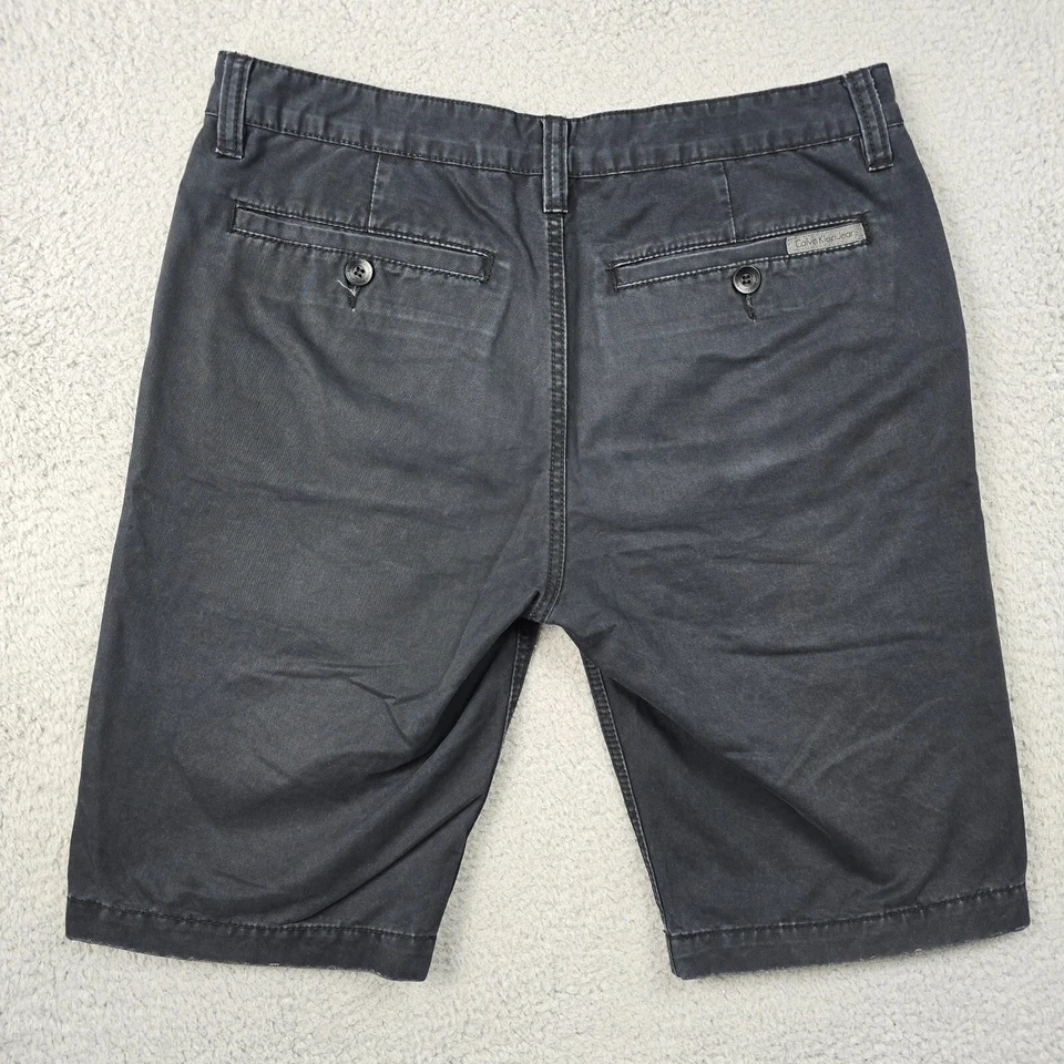 Pantalones Cortos de Jean Calvin Klein Para Hombre 32 Negros Envejecidos Aire Libre Retro Denim Logo CK Foto 2 de 4