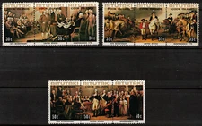 AITUTAKI Scott 124-6 Stanley Gibbons 180-8 strips of 3 Mint NH