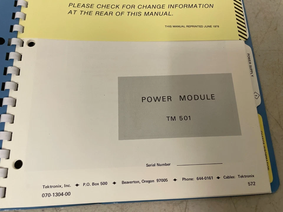Tektronix TM501 Power Module Manual 070-1304-00 – Original Instruction - Image 2 of 4