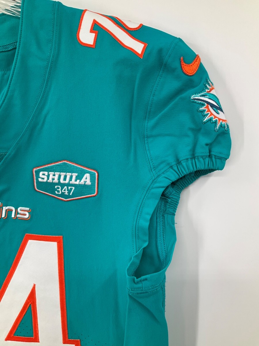 74 GAUTHIER MIAMI DOLPHINS NIKE GAME USED SHULA PATCH JERSEY SZ-44