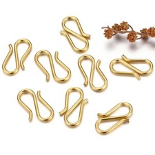 100Pcs Golden 304 Stainless Steel S Hook Clasps DIY Jewelry Findings 13x7mm