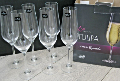 Bohemia Kristall ''Tulipa'' Boxed Set 6x Crystalex Sektflöten - Neu in Box