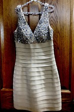 Sherri Hill Size 2 Heavily Beaded Nude Bandage Dress