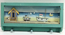 3D SHADOW BOX BEACH SCENE 3 HOOK TOWEL COAT HANGER, SAND SEASHELLS