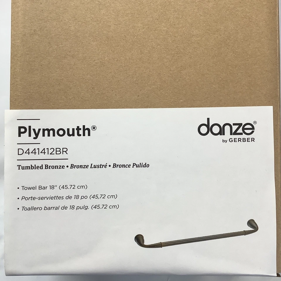 "Toallero barra 18"" DANZE Plymouth 18"" bronce caído D441412BR W12" Foto 2 de 4