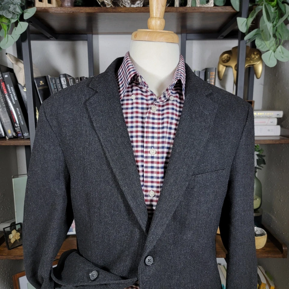 Abrigo deportivo Tasso Elba para hombre negro carbón espiga poli lana talla L 42-44 Foto 2 de 4