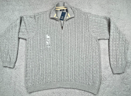 Suéter Izod Para Hombres XXL Gris Brezo 1/4 Cremallera Trenzado Cable Tejido Pullover Algodón - Imagen 19 de 22