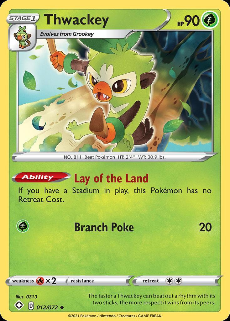 Pokemon Thwackey (12/73) Shining Fates NM