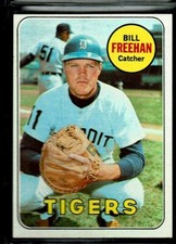 1969 TOPPS BASEBALL DETROIT TIGERS MICHIGAN BILL FREEHAN CARD #390 EX-MT SHARP!